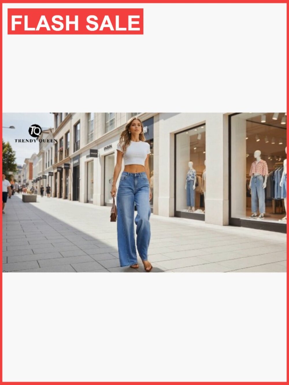 High Waisted Wide Leg Barrel Jeans Stretch Baggy Flare Denim Pants - Picture 7 of 7